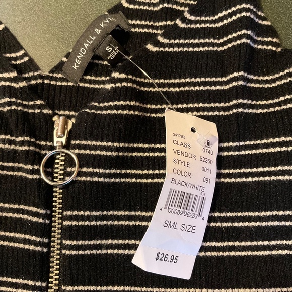 PacSun / Kendall and Kylie Tank Top Knit Black White Stripe NWT - Picture 6 of 10